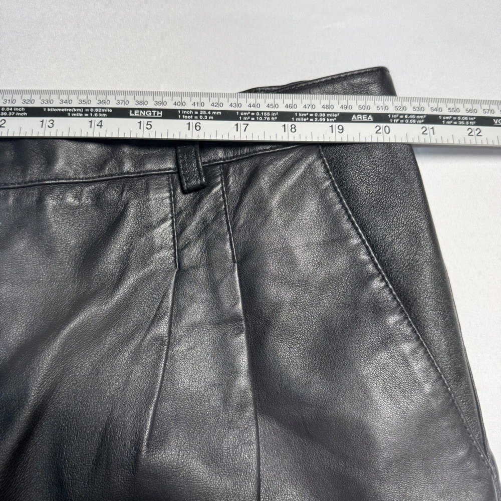Bagazio Vintage Mens Leather Pants Size 42 Black Pleated Front Trousers Biker - Picture 9 of 12